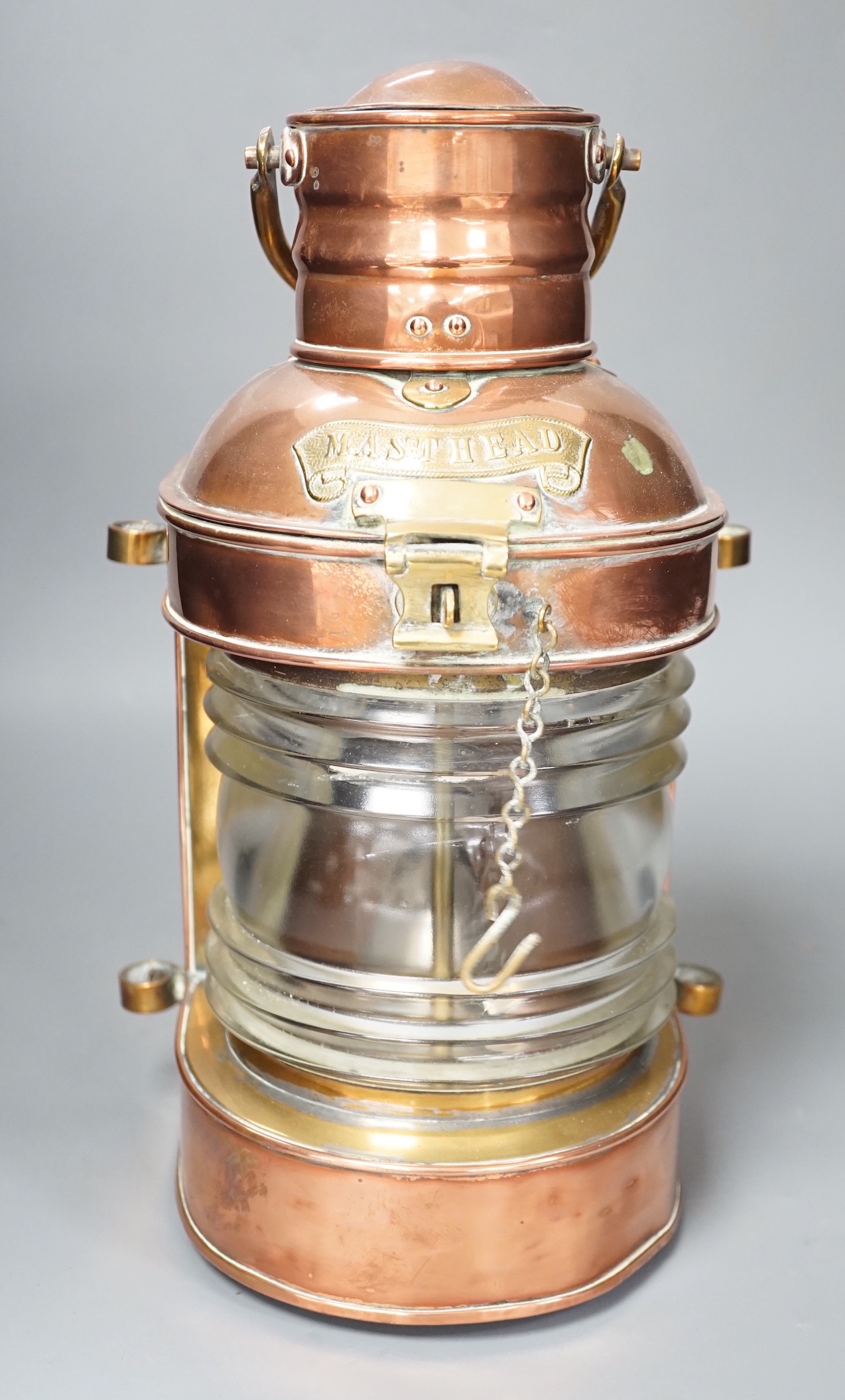 A Victorian copper and brass mast head lantern - 34.5cm high